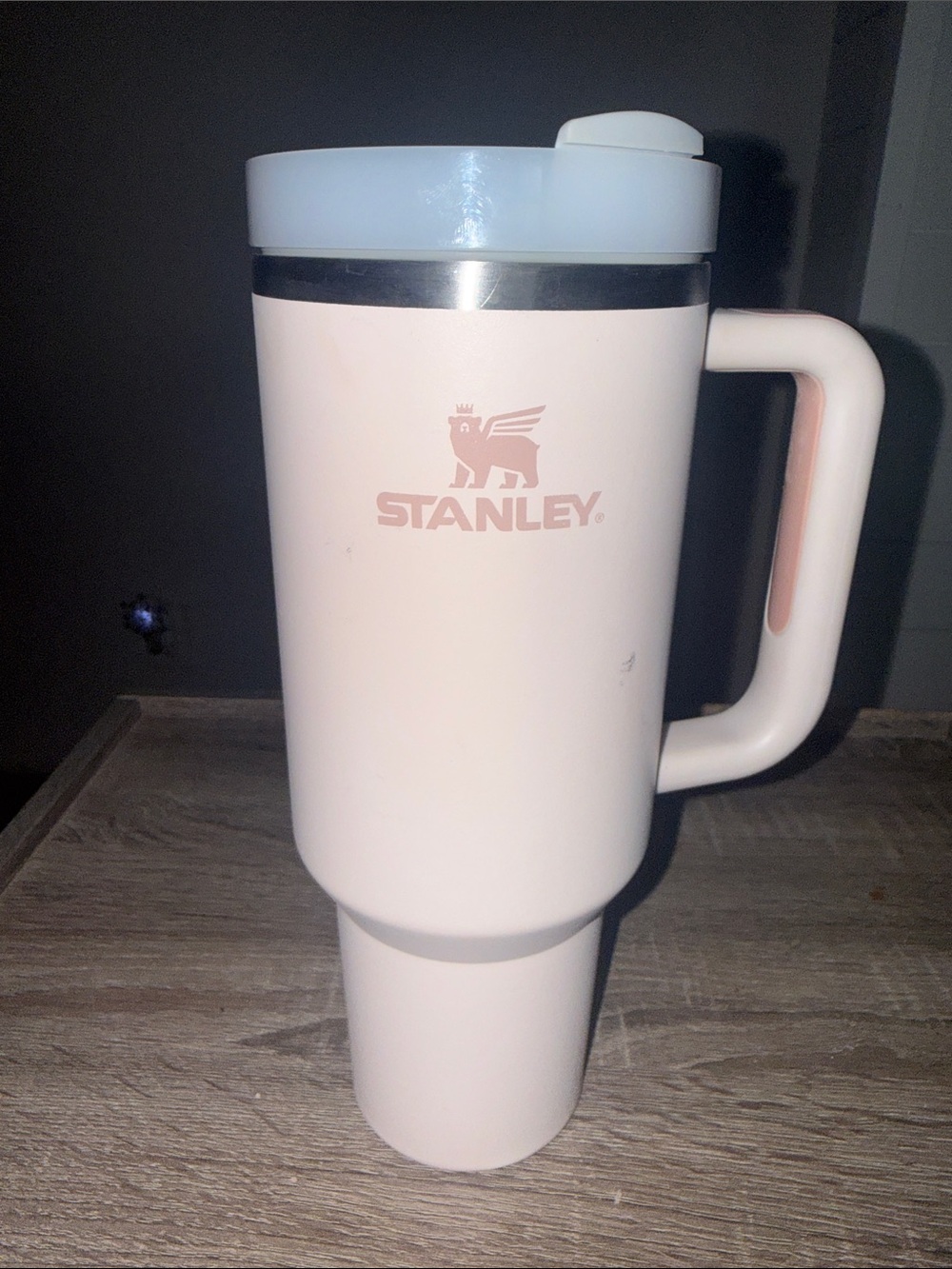 Stanley Pale Pink Travel Tumbler with White Lid and Handle